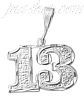 Sterling Silver Dia-cut Number 13 Charm Pendant Sterling Silver Dia-cut Number 13 Charm Pendant