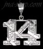Sterling Silver Dia-cut Number 14 Charm Pendant Sterling Silver Dia-cut Number 14 Charm Pendant
