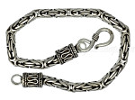 Sterling Silver 7" Byzantine Indonesian Handmade Toggle Bracelet 4mm