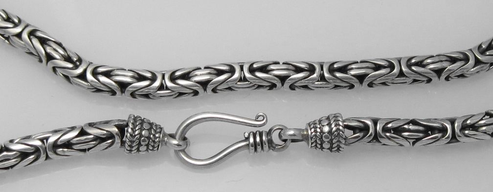 Sterling Silver 20" Byzantine Indonesian Handmade Toggle Necklac - Click Image to Close
