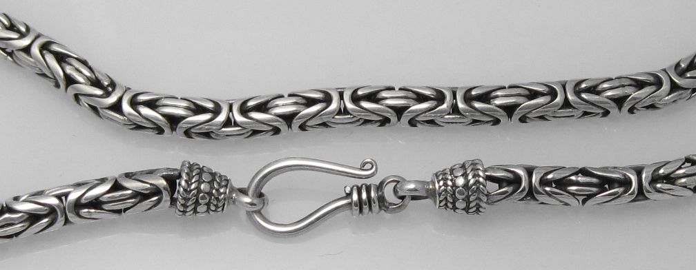 Sterling Silver 18" Byzantine Indonesian Handmade Toggle Necklac - Click Image to Close