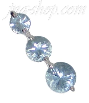 Sterling Silver 3 Round CZ Charm Pendant - Click Image to Close