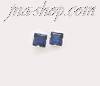 Sterling Silver 3mm Princess Cut Blue CZ Stud Earrings