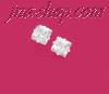 Sterling Silver 4mm Princess Cut White CZ Stud Earrings