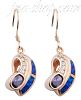 Sterling Silver w/Gold Overlay Opal Inlay Earrings Amethyst CZ on French Wire