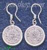 Sterling Silver Aztec Sun Calendar Earrings 19mm