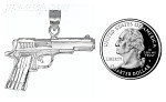 Sterling Silver Diamond-Cut Pistol Handgun Charm Pendant