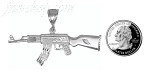 Sterling Silver Diamond-Cut AK-47 Assault Rifle Charm Pendant