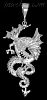 Sterling Silver DC Huge Big Dragon Charm Pendant