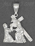 Sterling Silver DC Jesus Christ Carrying Cross Tending to Woman