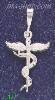 Sterling Silver Dia-cut Rod of Asclepius Caduceus Serpent Staff Medical Pendant Sterling Silver Dia-cut Rod of Asclepius Caduceus Serpent Staff Medical Pendant
