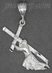 Sterling Silver Diamond-cut Jesus Christ Carrying Cross Charm Pendant Sterling Silver Diamond-cut Jesus Christ Carrying Cross Charm Pendant