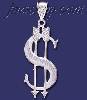 Sterling Silver DC Big Dollar Money Sign w/Arrows Charm Pendant
