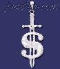 Sterling Silver DC Big Dollar Money Sign w/Sword Charm Pendant