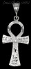 Sterling Silver Diamond-Cut Ankh Ansate Cross w/Egyptian Hieroglyphs Pendant