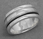 Sterling Silver MENS SPINNER RING W/ KNURLED EDGE SPINNING BAND size 12