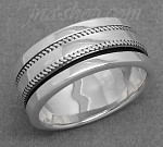 Sterling Silver MENS SPINNER RING W/ KNURLED EDGE SPINNING BAND size 13