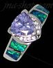 Sterling Silver Opal Inlay Ring Trilliant-Cut Amethyst CZ & Clear CZ Accents Sz7