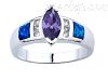 Sterling Silver Opal Inlay Ring Marquise-Cut Amethyst CZ & Clear CZ Accents Sz 9 Sterling Silver Opal Inlay Ring Marquise-Cut Amethyst CZ & Clear CZ Accents Sz 9