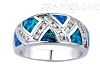 Sterling Silver Opal Inlay Ring w/ Zigzag Row of Clear CZs Sz 6 Sterling Silver Opal Inlay Ring w/ Zigzag Row of Clear CZs Sz 6
