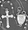 Sterling Silver 20" Crucifix & Virgin Mary Rosary 3mm Faceted Be