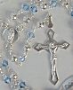 Sterling Silver 22" Crucifix & Virgin Mary Rosary w/SS and Blue