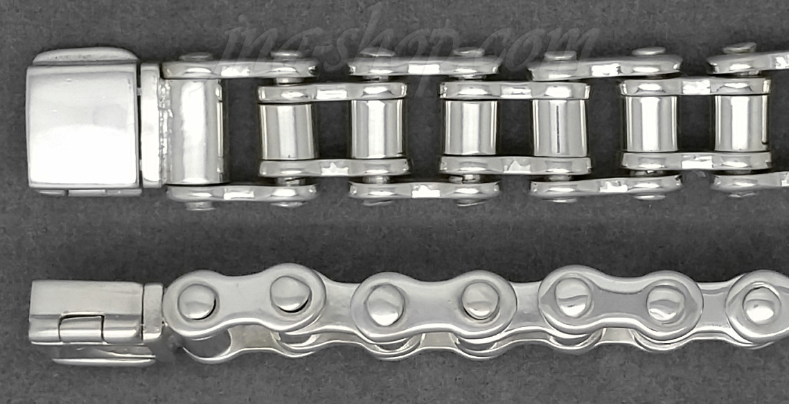 Sterling Silver 8" Bike Bicycle Chain Bracelet 12mm - Click Image to Close