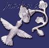 Sterling Silver Hummingbird Sucking Flower Brooch Pin Sterling Silver Hummingbird Sucking Flower Brooch Pin