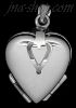 Sterling Silver 4-Pictures Flat Heart Locket Pendant w/Open Heart Clasp