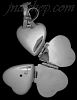 Sterling Silver 4-Pictures Flat Heart Locket Pendant w/Open Heart Clasp