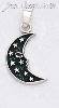 Sterling Silver Moon w/Stars Charm Pendant