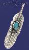 Sterling Silver Feather Genuine American Indian Turquoise Charm