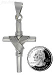 Sterling Silver Tubular Cross w/Shroud Charm Pendant