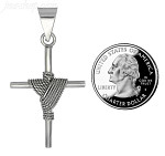 Sterling Silver Cross w/Shroud Charm Pendant