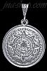 Sterling Silver Aztec Sun Calendar Pendant 37mm