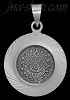 Sterling Silver Aztec Sun Calendar Pendant w/Swirling Diamond-cut Border 31mm