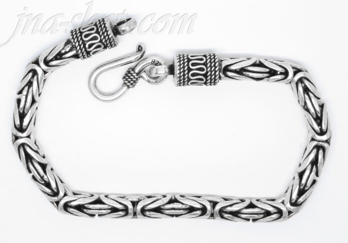 Sterling Silver 8" Byzantine Indonesian Handmade Toggle Bracelet - Click Image to Close