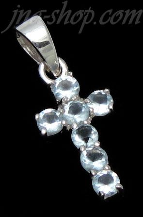 Sterling Silver CZ Cross Charm Pendant - Click Image to Close