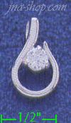 Sterling Silver CZ Hook Charm Pendant - Click Image to Close