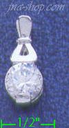 Sterling Silver CZ Round Solitaire Charm Pendant - Click Image to Close