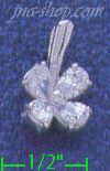 Sterling Silver CZ Four-leaf Clover Charm Pendant - Click Image to Close