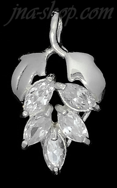 Sterling Silver CZ Grapes Charm Pendant - Click Image to Close