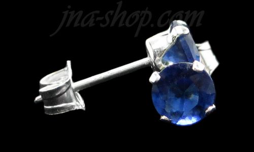 Sterling Silver 4mm Round Blue CZ Stud Earrings - Click Image to Close
