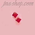 Sterling Silver 3mm Princess Cut Red CZ Stud Earrings - Click Image to Close