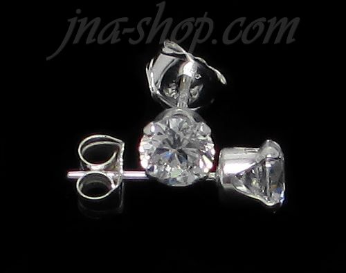 Sterling Silver 4mm Round White CZ Stud Earrings - Click Image to Close