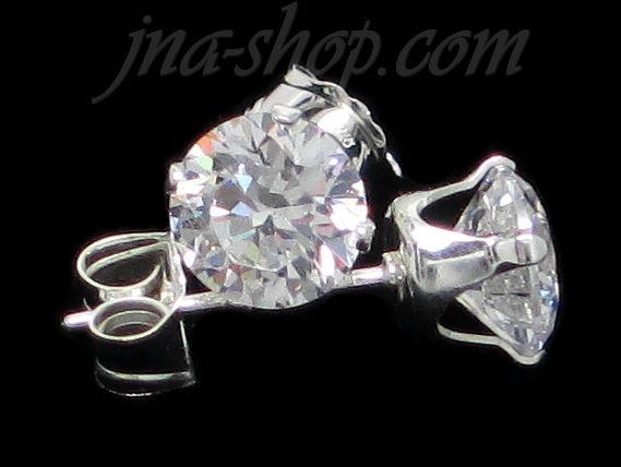 Sterling Silver 5mm Round White CZ Stud Earrings - Click Image to Close