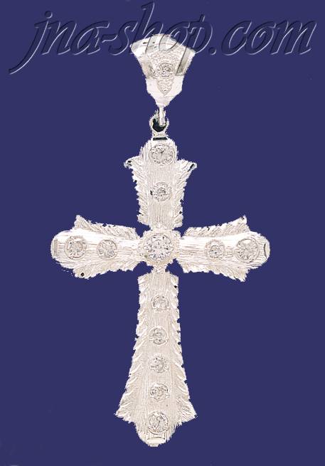 Sterling Silver Big CZ DC Cross Charm Pendant - Click Image to Close