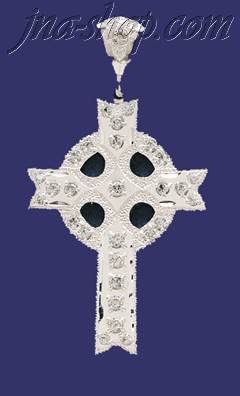 Sterling Silver Big CZ DC Cross Charm Pendant - Click Image to Close