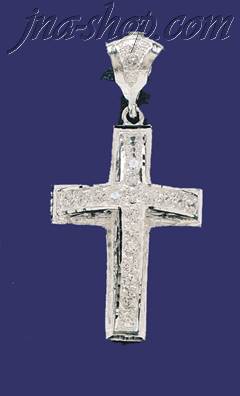 Sterling Silver Big CZ DC Cross Charm Pendant - Click Image to Close