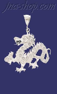 Sterling Silver Big CZ DC Dragon Charm Pendant - Click Image to Close